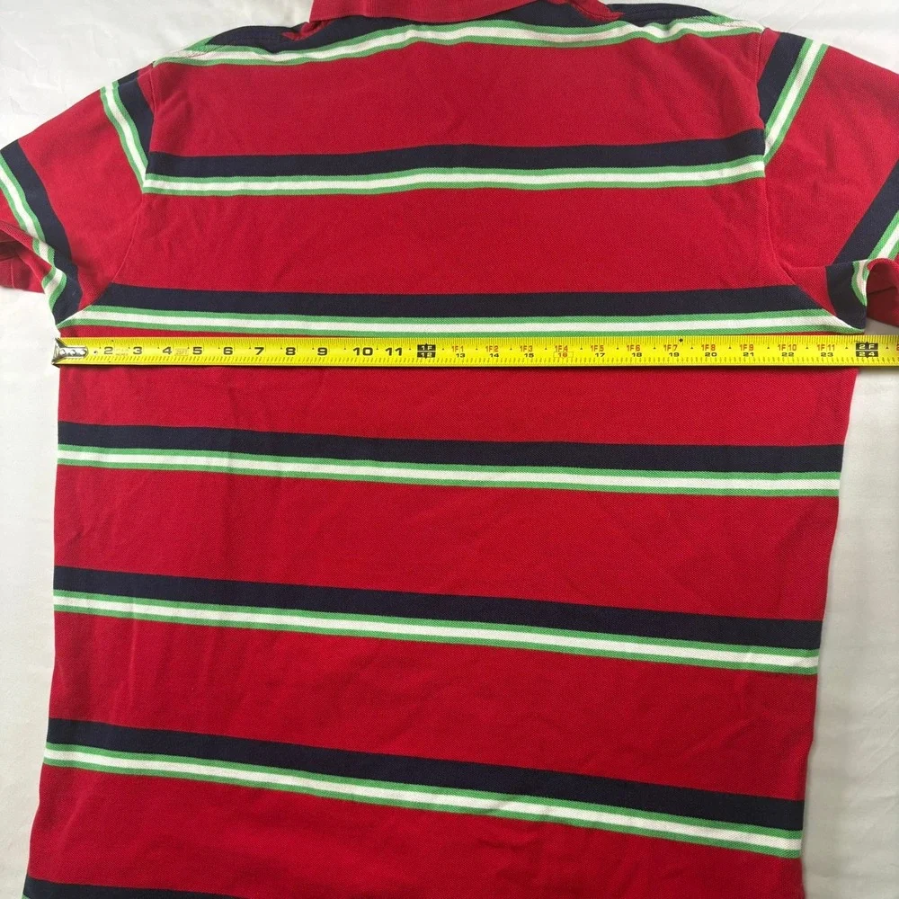 Polo Ralph Lauren Polo Shirt Mens‎ XL Red Striped Short Sleeve Cotton Pique